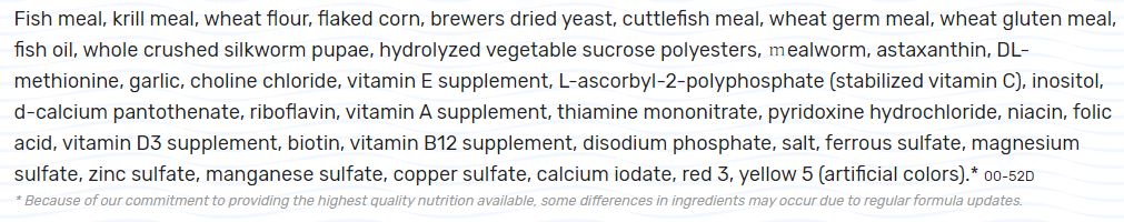 Ingredients in Hikari Fish Food