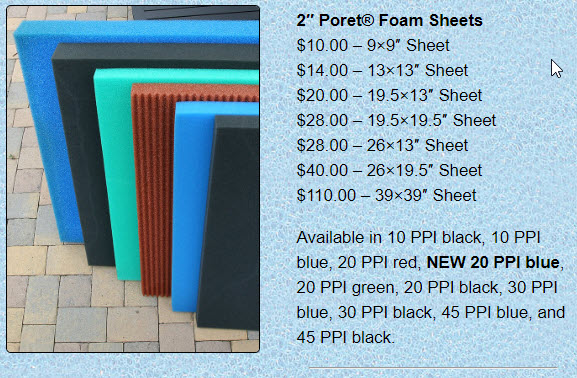 Poret Foam Sheets