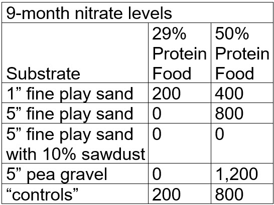 Aquarium denitrification test results